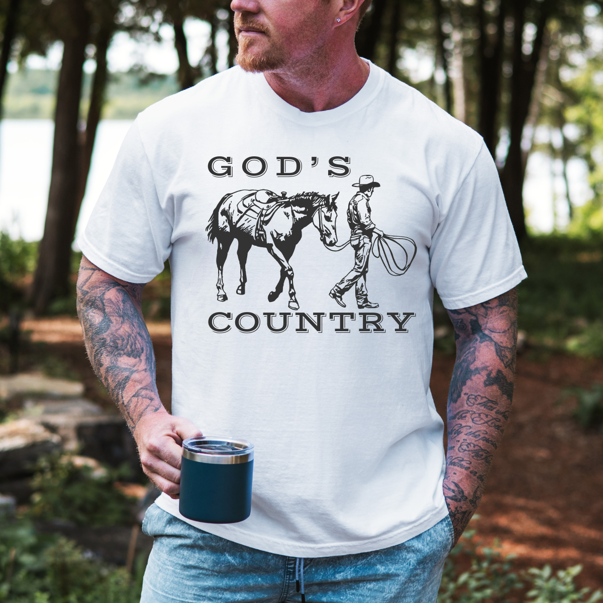 God’s Country Horse Tee – Men’s Christian Western T-Shirt