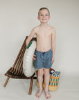 Navy Gingham Swim Shorts