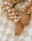 Mustard Floral Ribbed Bamboo Zipper