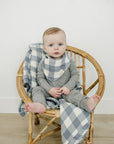 Dusty Blue Gingham Classic Muslin Bib