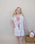 Coastal Floral Zip-Up Organic Cotton Beach Poncho