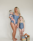 Navy Gingham Women’s One-Piece