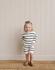 Navy Stripe Knit Shorts