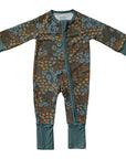 Navy Floral Bamboo Zipper