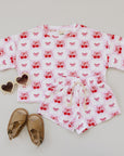 Checkered Cherry Kids Shorts Set Cotton Two Piece Outfit