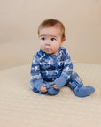Bamboo Zip Romper | Blue Camo Bolts