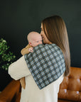 Navy Plaid Muslin Burp Cloth