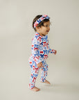 Bamboo Zip Romper | Red-White & Bows