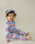 Bamboo Zip Romper | Red-White & Bows