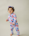 Bamboo Zip Romper | Red-White & Bows