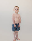 Navy Gingham Swim Shorts
