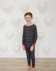 Navy + Red Hearts Ribbed Bamboo Cozy Set
