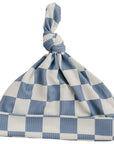 Blue Checkered Bamboo Newborn Knot Hat