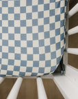Blue Checkered Ribbed Bamboo Stretch Crib Sheet