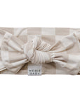 Taupe Checkered Bamboo Head Wrap