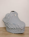 Blue Checkered Ribbed Bamboo Multi-Use Cover