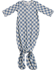 Blue Checkered Bamboo Knot Gown | Newborn Bamboo Sleep Gown