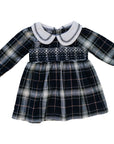 Navy Plaid Smocked Dress