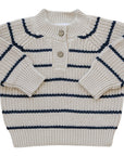 Stripe Button Knit Sweater