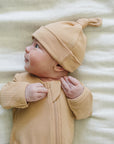 Latte Ribbed Bamboo Newborn Knot Hat