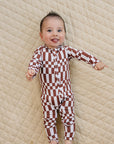 Bamboo Zip Romper | Chocolate Checkered