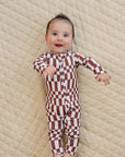 Bamboo Zip Romper | Chocolate Checkered