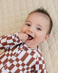 Bamboo Zip Romper | Chocolate Checkered