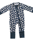 Navy Daisy Ribbed Bamboo Zipper