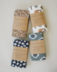 Navy Daisy Ribbed Bamboo Stretch Swaddle