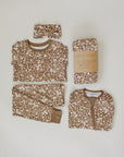 Brown Floral Ribbed Bamboo Cozy Set
