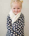 Navy Daisy Bamboo Fleece Quilt