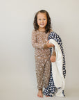 Navy Daisy Bamboo Fleece Quilt