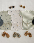 Palm Tree Button Short Set