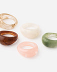 Set of five colorful rings on a white background
