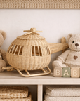 Rattan Toy Helicopter – Handcrafted Boho Pretend Play Toy for Kids | Montessori Airplane Nursery Decor