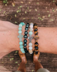 Amazonite Cross Stone Bracelet | 1 Peter 2:24 Christian Faith Bracelet