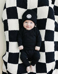 Checkered Plush Blanket | Black