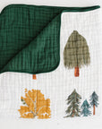 Baby blanket with forest design on a white background