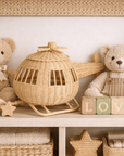 Rattan Toy Helicopter – Handcrafted Boho Pretend Play Toy for Kids | Montessori Airplane Nursery Decor