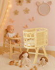 Rattan Doll Crib – Handmade Wicker Doll Bed, Boho Montessori Toy Bassinet for Girls