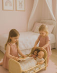 Rattan Doll Bed – Boho Montessori Doll Furniture for Imaginative Play