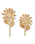 Pair of sunflower-shaped earrings on a white background