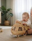 Rattan Toy Helicopter – Handcrafted Boho Pretend Play Toy for Kids | Montessori Airplane Nursery Decor