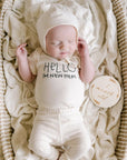 Hello I'm New Here Organic Baby Bodysuit