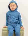 Hooded Jogger Set for Kids in Captain Blue | Soft Luxaboo French Terry Matching Set