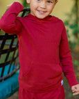 Hooded Jogger Set for Kids in Rhubarb Red | Soft Luxaboo French Terry Matching Set