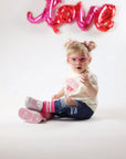 Paige Kids and Family Socks | Pink Stripe Everyday Crew Socks