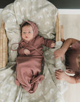 Dusty Rose Organic Cotton Ribbed Knot Gown