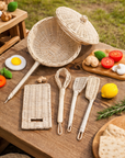 Handmade Rattan Play Kitchen Utensils - Montessori Pretend Play Cooking Set