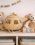 Rattan Toy Helicopter – Handcrafted Boho Pretend Play Toy for Kids | Montessori Airplane Nursery Decor